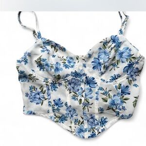 SHEIN Blue Sleeveless Bustier Camisole Crop Top